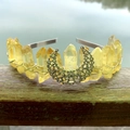 Bohemian yellow crystal crown headband with a vintage silver moon charm decoration - Yellow With Moon