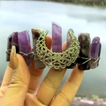 Bohemian purple crystal crown with silver crescent moon moon on crystal headband - Amethyst With Moon