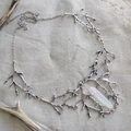 Collier branche argentée vintage avec pendentif en cristal naturel cadeau pour femme - Style Branche de Cristal Blanc