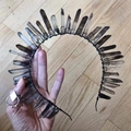 Corona gotica con cristalli grigio fumo e filo nero per accessori da festa - Marrone Fumo Filo Nero Cerchietto Nero