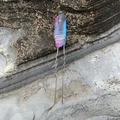 U-shaped hair pin with purple aura quartz crystal and handmade silver wire wrap - Pink Blue Silver Wire Silver Hair Stick