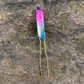 Épingle à cheveux en U avec cristal violet et broches dorées antidérapantes - Rose Bleu AB Fil Or Pic à Cheveux Or