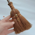 Detail view of mini witch broom with golden snake pendant and crystal accessories - Snake Pendant Style (14)