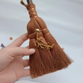 Detail of wicca mini broom car charm with crystal accents and rustic jute hanging rope - Branched Twig Style (16)