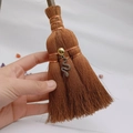 Detail of handmade mini witch broom with silver snake charm and copper wire wrap detail - Silver Snake Pendant Style (20)