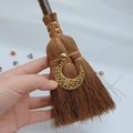 Detail of mini wicca broom car charm with golden moon pendant and crystal accessories - Golden Moon Style (31)