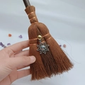 Detail of wicca mini broom car charm with sun metal pendant and wooden handle - Sun Pendant Style (35)