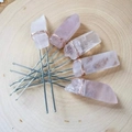 Épingles à cheveux en U faites main avec cristal rose et quartz blanc sur bois - Violet Clair Cristal Fil Argent Pic à Cheveux Argent