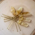 Lot de cinq épingles à cheveux dorées en U avec des pierres de cristal jaune naturel - Citrine Fil Argent Pic à Cheveux Argent