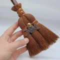 Miniature handmade wicca witch broomstick car hanging with crystal and moon charm - Triple Goddess Style (01)