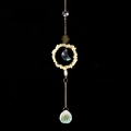 Detailed suncatcher with golden sun and moon elements with natural citrine crystals - Citrine