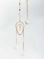 Detail of amethyst suncatcher with golden moon frame and pink crystal stone pillars - Pink Crystal Column Style