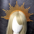 Detail der orangefarbenen Strahlenkrone mit spitzen Zacken für Kostümpartys - Abwechselnd Lange Kurze Spikes (款式2)