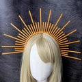 Golden sunburst halo crown headband for Halloween and festive costume party accessory - Orange Sunburst (款式4)