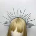 Cerchietto corona a raggiera argento con punte di catena a zip per cosplay - Stile Raggiera Argento (Stile 1)