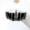 Cerchietto a corona gotica fatto a mano con cristalli di ossidiana nera e rami in argento - Stile Accessori Fiore Ramo Ossidiana
