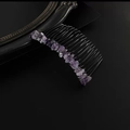 Pettine per capelli vintage a 20 denti in metallo argento con ametista viola naturale - Ametista Nero 20 Denti Pettine