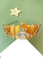 Close-up of handmade crown with raw orange crystals, silver bee, and branch details - Red Aventurine Bee and Branch