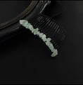 Pettine per capelli fatto a mano a 20 denti in metallo nero con pietre naturali verde - Aventurina Verde Nero 20 Denti Pettine