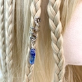 Bohemian silver hair coil with blue crystal pendant for dreadlock braiding accessories - Blue