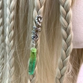 Boho spiral dreadlock hair jewelry with natural light green crystal stone pendant - Light Green