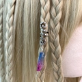 Silver spiral dreadlock jewelry with purple gradient crystal pendant for braided hair - Blue Purple Gradient (05)