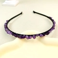 Serre-tête couronne bohème fait main en améthyste naturelle avec pierres violettes et métal - Améthyste