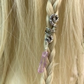 Macro detail of purple crystal pendant on vintage silver spiral braid hair accessory - Purple (07)