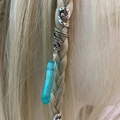 Green crystal pendant spiraled into blonde braids showing bohemian hair jewelry detail - Turquoise (10)