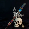 Épingle à cheveux baguette magique gothique avec abeille vintage, serpents et gemme bleue - Gemme Bleu Foncé Abeille Serpent Gothique (05)