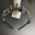 Cerchietto corona in cristallo nero gotico fatto a mano con elemento luna crescente - Multicolore (Luna Nera)