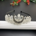 Couronne de lune noire faite main avec cristaux blancs naturels et croissant vintage - Blanc