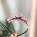 Pink crystal crown headband with black triple moon and star mystic charms for women - Pink Crystal Black Wire