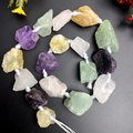 Natural raw crystal stones with white handwoven rope cord for DIY jewelry necklaces - Rainbow