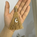 Mini scopa da strega fatta a mano in paglia naturale con ciondolo luna e stella - Pendente Stella Luna