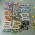 Lot de 16 pinces à cheveux en alliage avec pierres de cristal naturel multicolores - Pince Argentée + Aigue-Marine