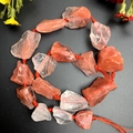 Natural crystal and quartz raw stone beads with red woven cord for DIY jewelry - Watermelon Quartz
