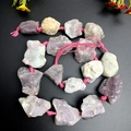 Natural purple lepidolite crystal raw stones on a pink braided cord necklace - Tourmaline