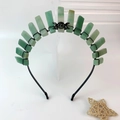 Handmade black moon gothic crown headband with raw green crystals and moon pentagram - Green Aventurine & Triple Moon