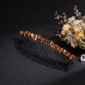 Handmade 40-tooth hair comb with natural red jasper stone chips on black metal base - Red Aventurine (40 Teeth)
