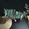 Detailed craftsmanship of handmade crystal crown with silver dragonfly and butterfly accents - Green Aventurine