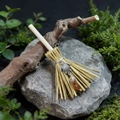 Detail of miniature witch broom featuring silver sea turtle and amber crystal pendant - 13cm / Turtle + Champagne Crystal