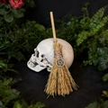 Miniature gothic witch broom with silver pentagram charm for Halloween altar decoration - Pentagram Pendant