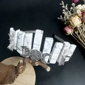 Handmade white crystal headband featuring silver dragonflies and moon design elements - White Turquoise