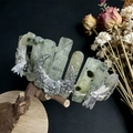 Handmade forest style headband with green natural crystals and silver dragonfly accents - Prehnite