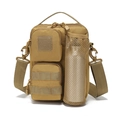 Tactical crossbody bag in khaki nylon with water bottle pocket and MOLLE system straps - Below 20L / Tan
