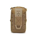 Tactical khaki nylon phone pouch with Velcro panel and MOLLE webbing system - Tan