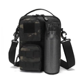 Tactical black camouflage shoulder bag with MOLLE system and mesh water bottle holder - Below 20L / Black Multicam