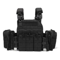 Tactical vest in black high-strength nylon with MOLLE system and quick-release buckles - One Size / Black