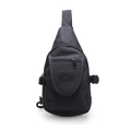 Borsa a tracolla tattica mimetica per ciclismo in nylon resistente con patch in velcro - Nero